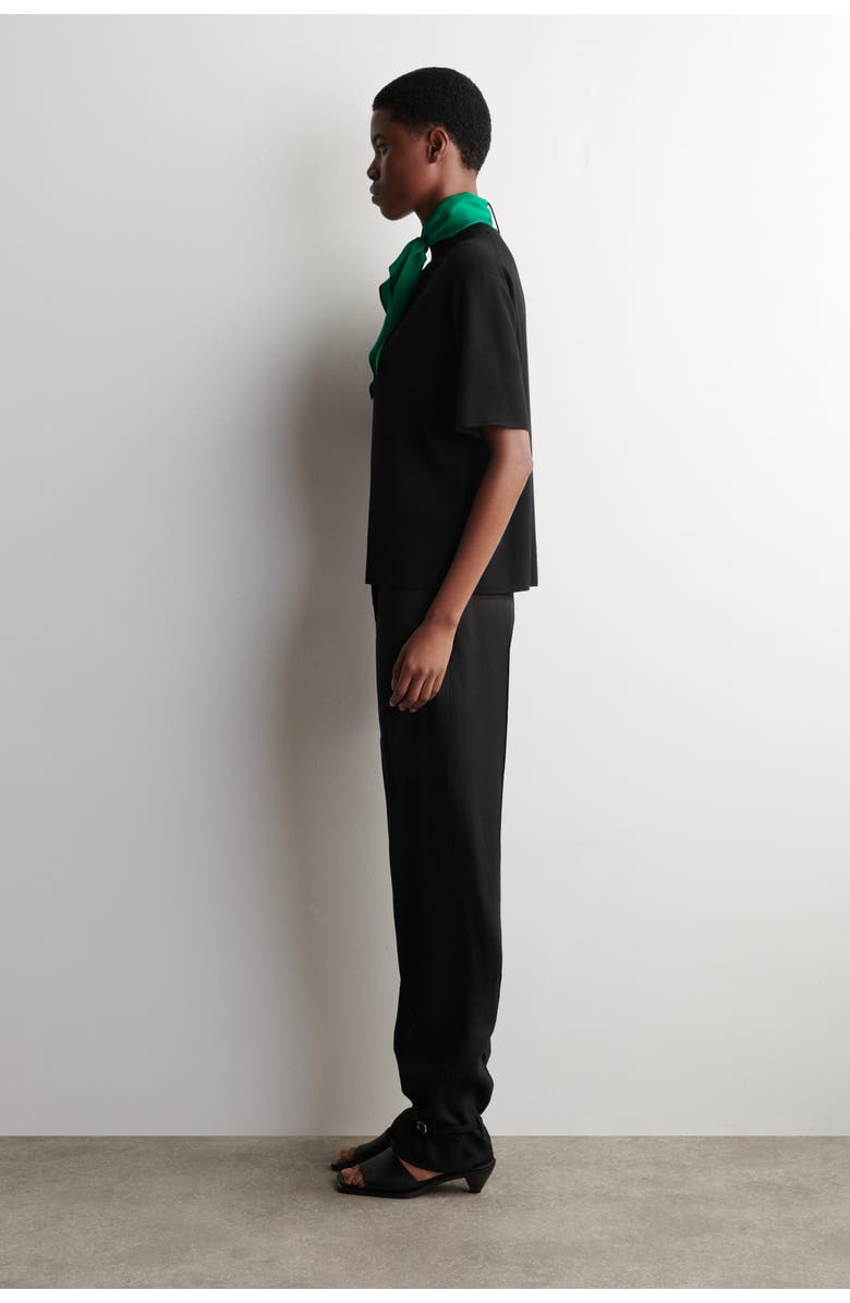 COS Scarf-Detail Merino Wool T-Shirt, Alternate, color, Black / Green