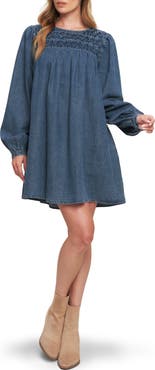 FLYING TOMATO Long Sleeve Denim Minidress