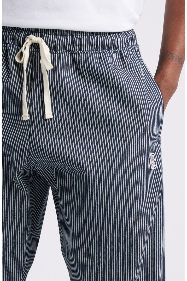 Railroad Stripe Drawstring Slacker Pants, Alternate, color, DENIM