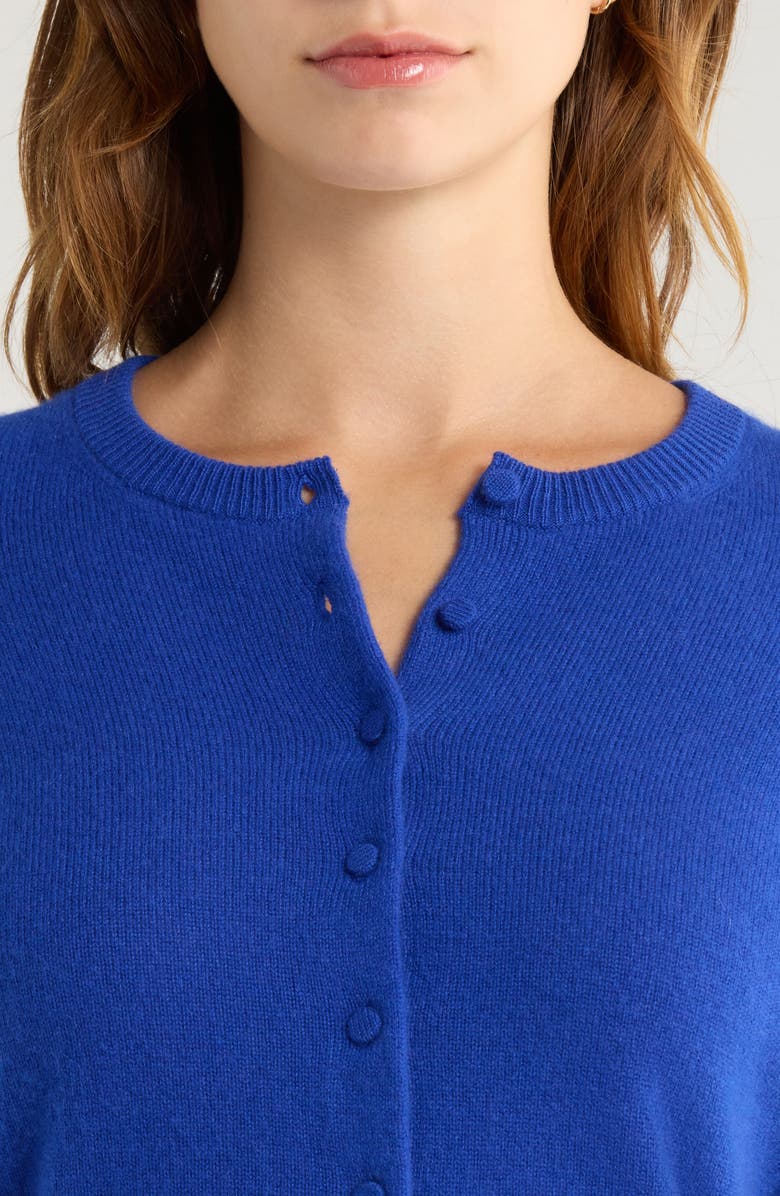 Re/Done Cashmere Crewneck Cardigan, Alternate, color, Cobalt