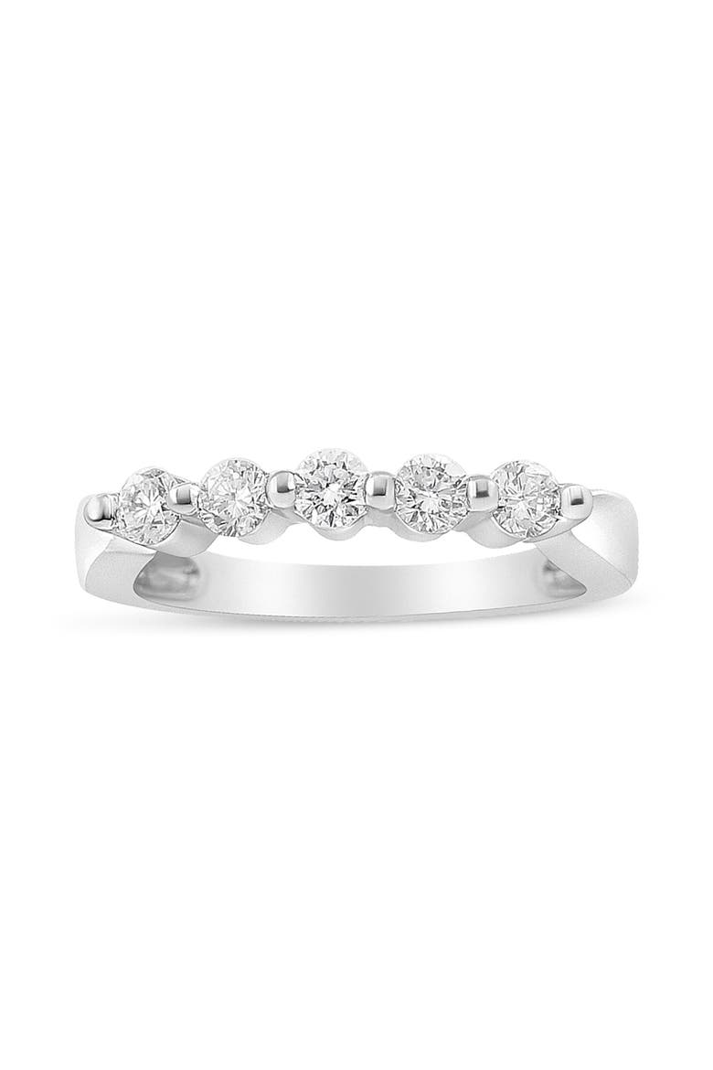 14K White Gold 1/2 Cttw Round-Cut 5-Stone Diamond Ring, Main, color, White