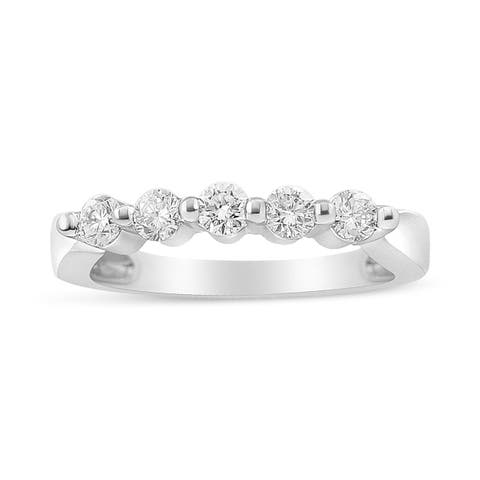 14K White Gold 1/2 Cttw Round-Cut 5-Stone Diamond Ring