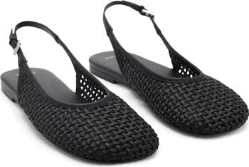 Braided Faux Leather Slingback Flat
