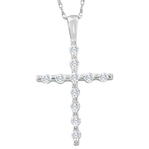 1/5Ct Diamond Cross Pendant 10k Gold 18" 10k Gold Necklace