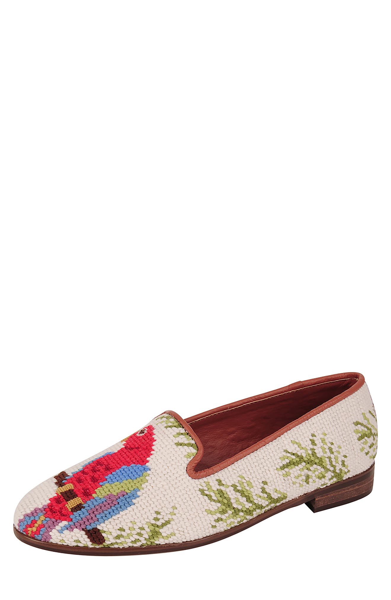 ByPaige BY PAIGE Needlepoint Parrot Flat, Main, color, Tan Multi