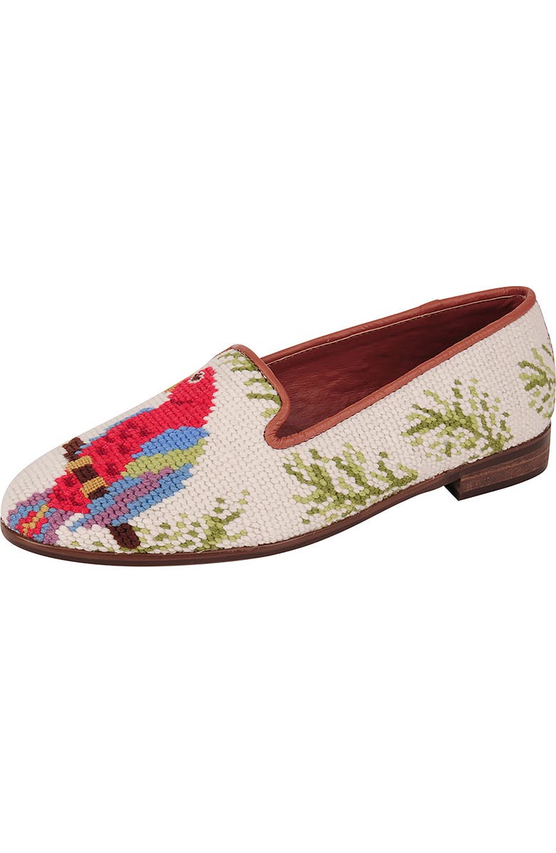 ByPaige BY PAIGE Needlepoint Parrot Flat, Main, color, Tan Multi