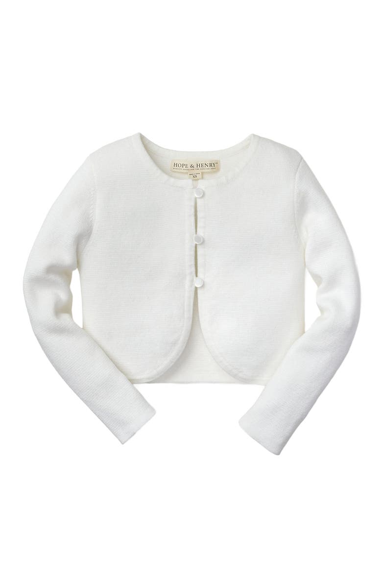 Hope 
Henry Girls
 Cropped Curved Hem Cardigan, Infant, Main, color, White