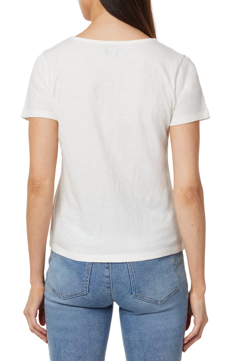 Lace Inset V-Neck Cotton T-Shirt, Alternate, color, SOFT IVORY