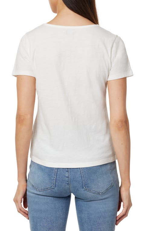 Curve Appeal Lace Inset V-neck Cotton T-shirt In Soft Ivory