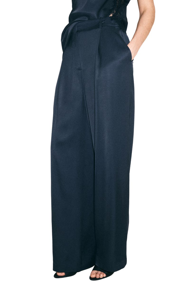 MANGO Straight Leg Satin Pants, Main, color, 