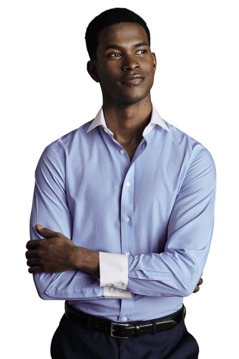 Winchester Bengal Stripe Non-Iron Poplin Slim Fit Shirt Single Cuff