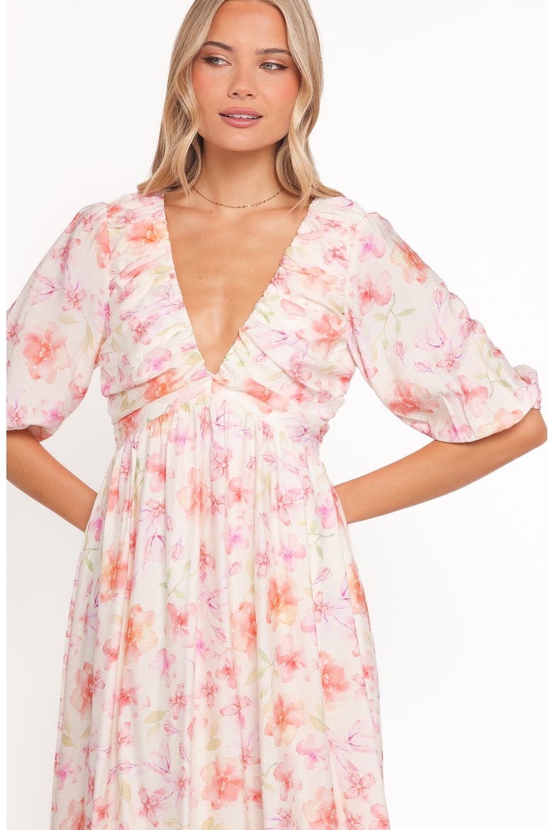 Andara Floral Plunge Neck Maxi Dress, Alternate, color, WHITE FLORAL