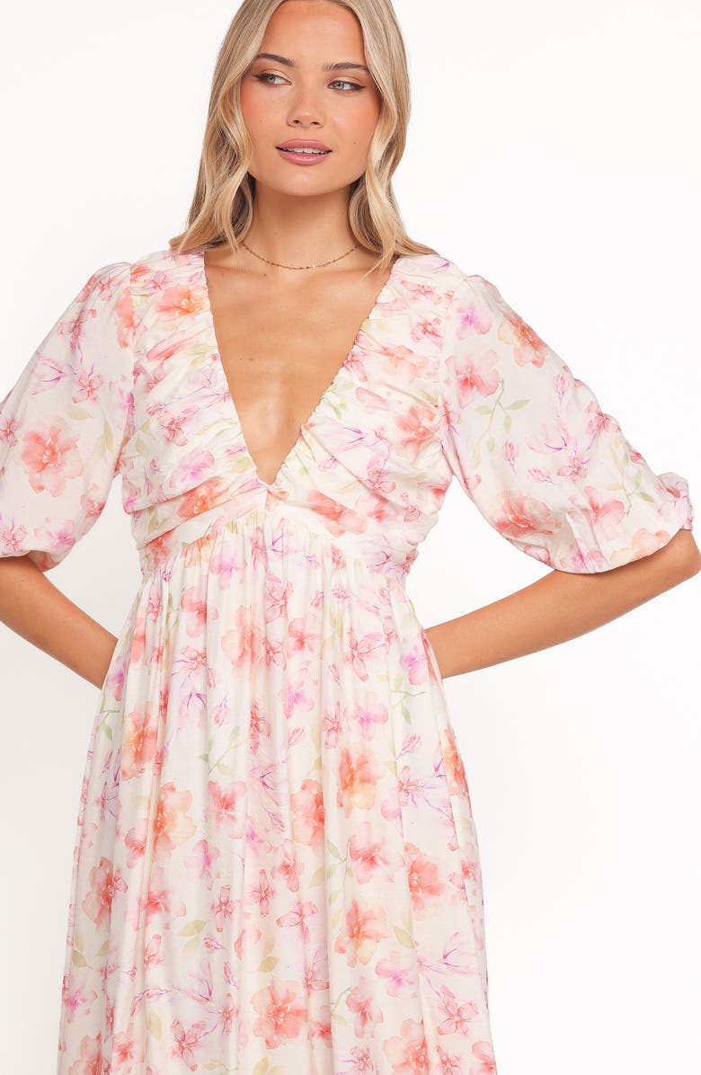 Petal & Pup Andara Floral Plunge Neck Maxi Dress, Alternate, color, White Floral