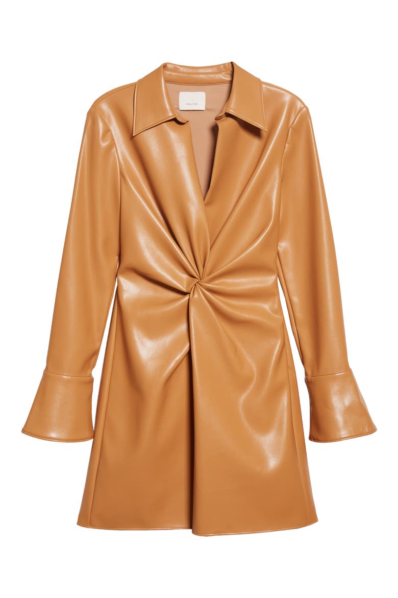 McKenna Long Sleeve Faux Leather Dress, Alternate, color, COCONUT