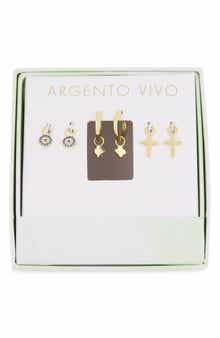 Set of 3 Cross & Evil Eye Charm Earrings