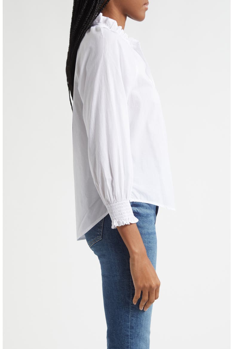 Calisto Ruffle Collar Cotton Button-Up Shirt, Alternate, color, WHITE