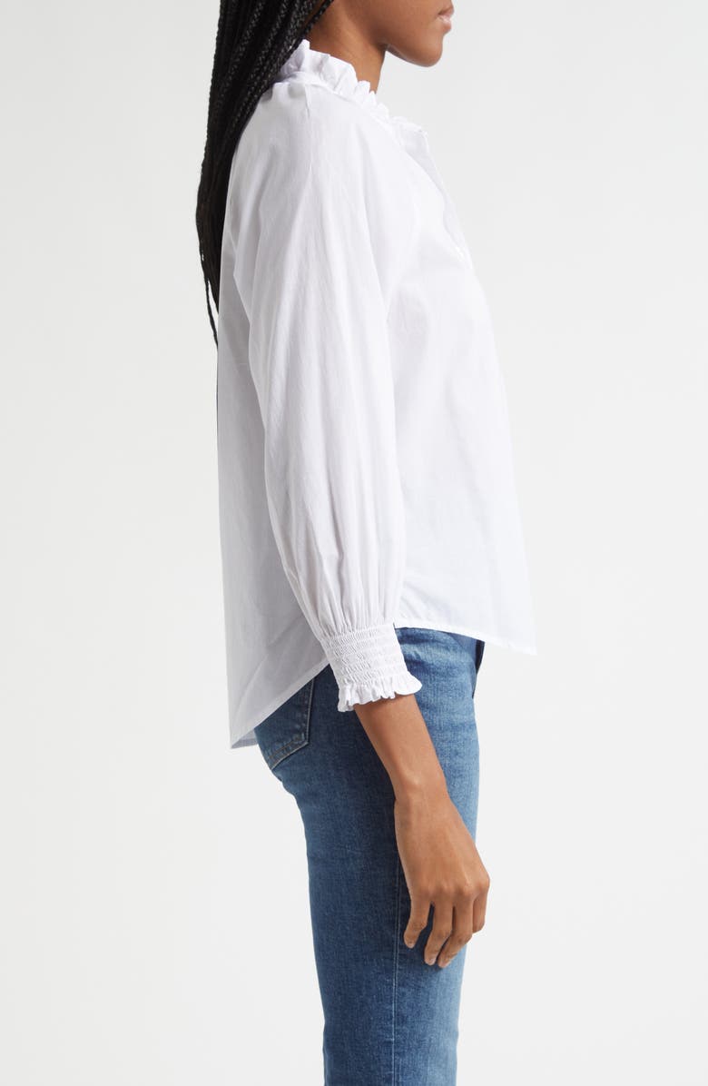 Veronica Beard Calisto Ruffle Collar Cotton Button-Up Shirt, Alternate, color, White
