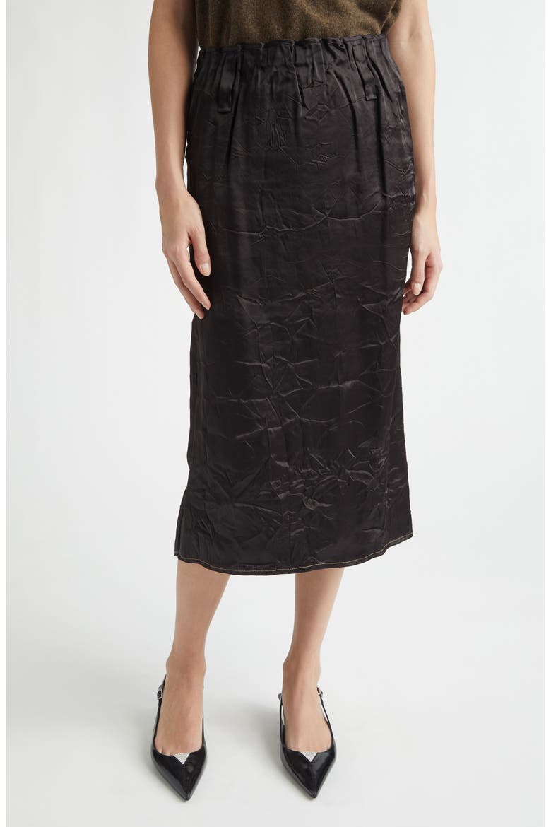 Crayon Crinkled Satin Pencil Skirt, Main, color, NOIR