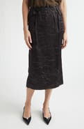 NACKIYÈ Crayon Crinkled Satin Pencil Skirt