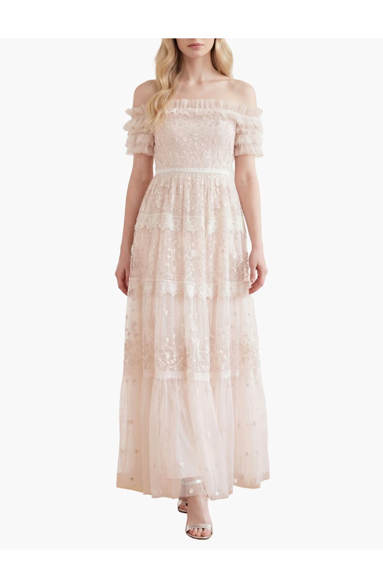 Needle & Thread Midsummer Lace Off-shoulder Gown, Main, color, Cream