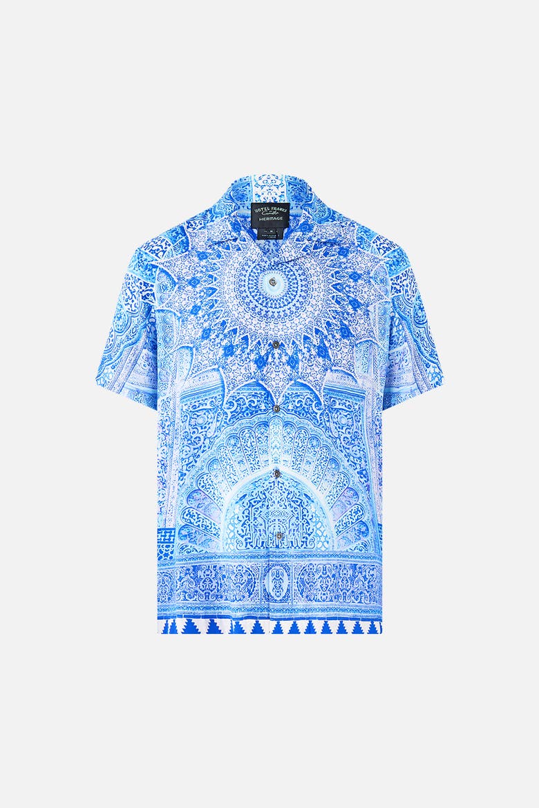 Short Sleeve Camp Collared Shirt, Main, color, The Bosphorous