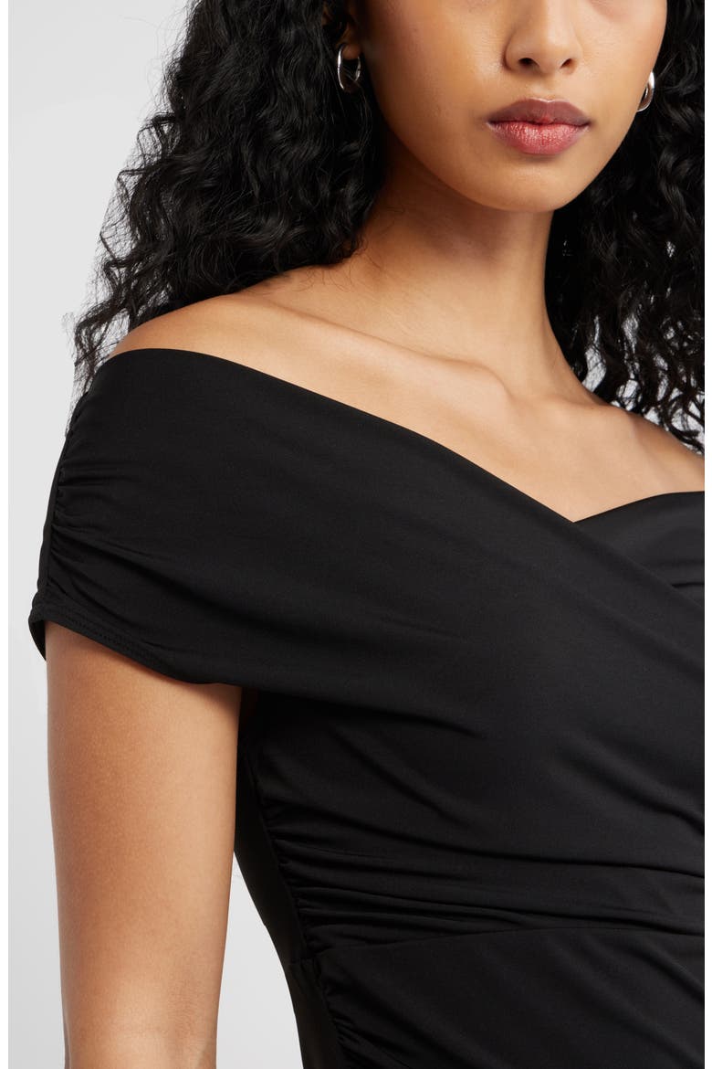Crossover Off the Shoulder Top, Alternate, color, BLACK