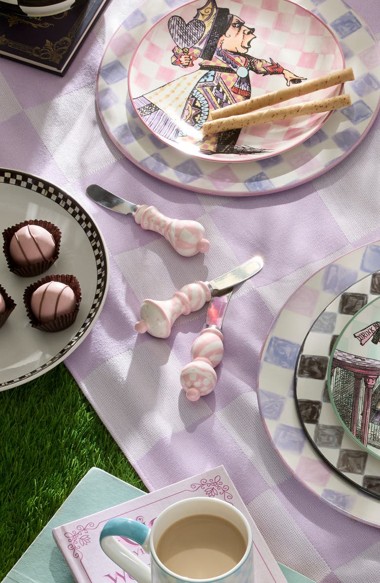 MACKENZIE CHILDS Rosy Check Set of 4 Party Spreaders, Alternate, color, Rosy