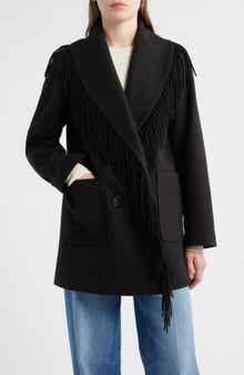 Sam Edelman Fringe Shawl Collar Coat