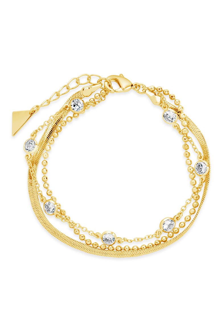 Paisley CZ Layered Chain Bracelet, Main, color, GOLD