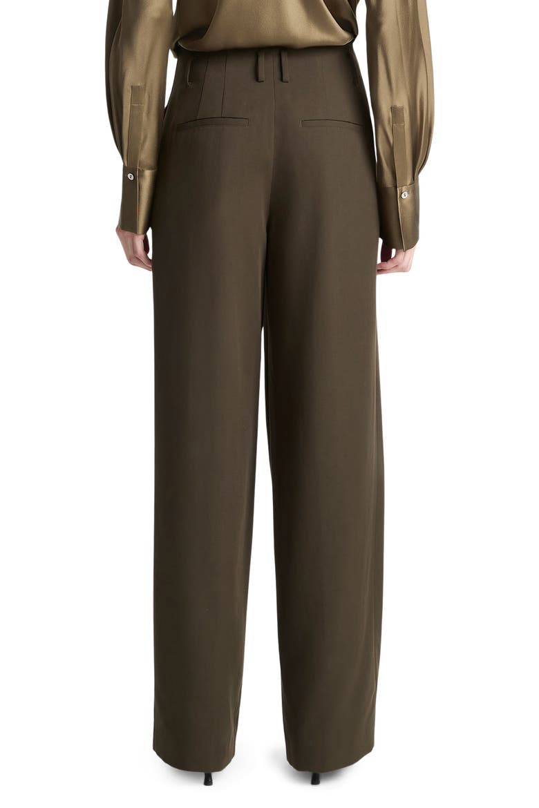High Waist Pleated Wide Leg Pants, Alternate, color, VERDE
