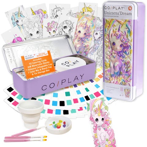 Watercolor Painting Art Kit ,Unicorns Dream, Tin Box, Kids 6+