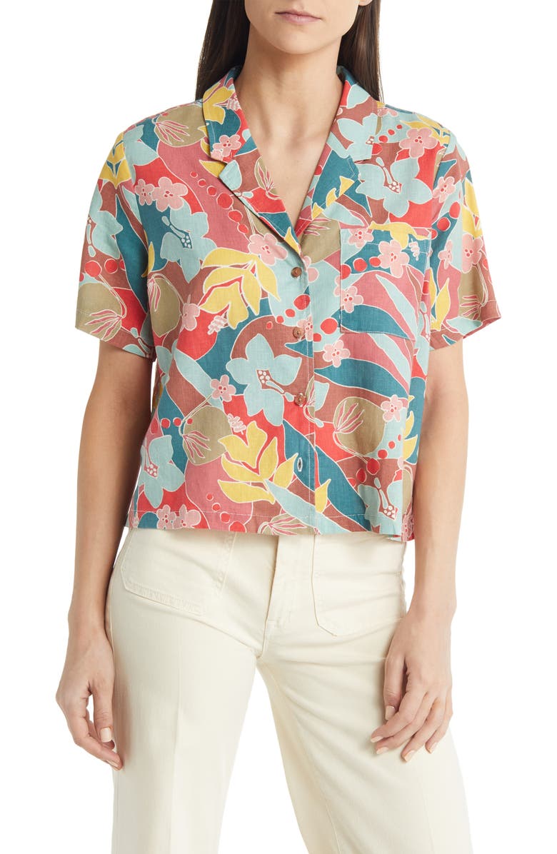 Marine Layer Lucy Resort Short Sleeve Button-Up Camp Shirt, Main, color,