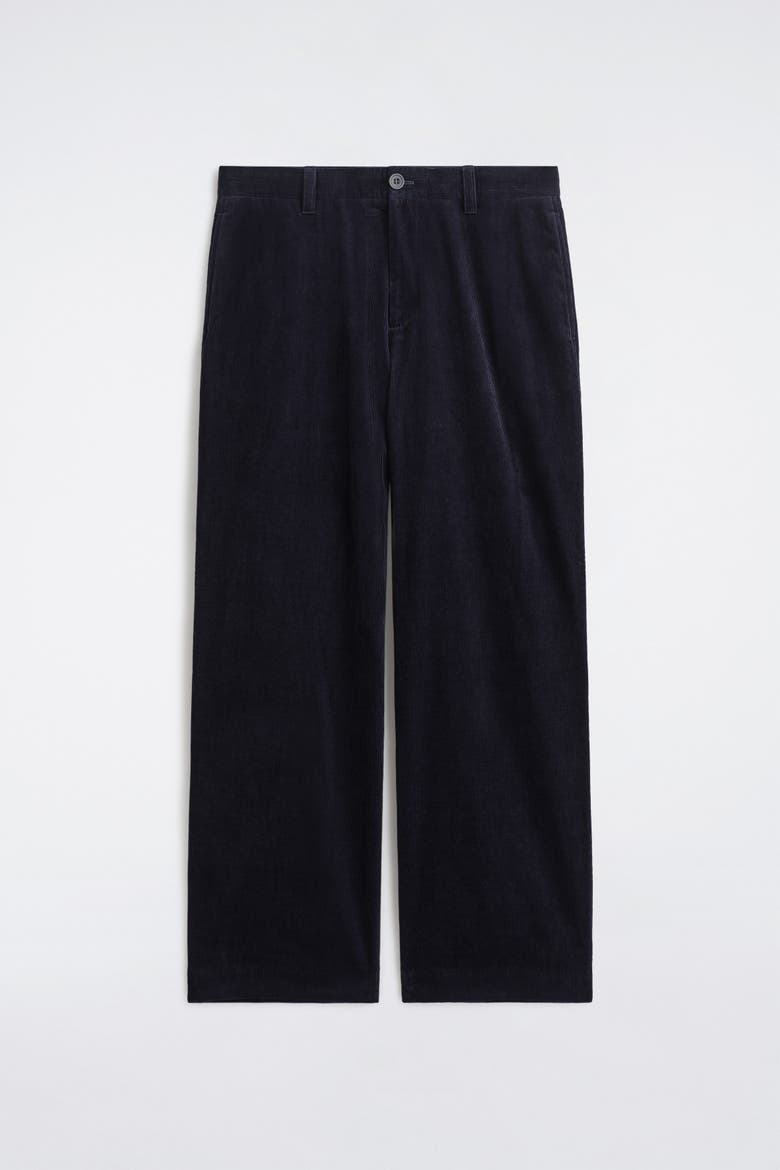 Corduroy Relaxed-fit Wide-leg Trousers, Alternate, color, NAVY