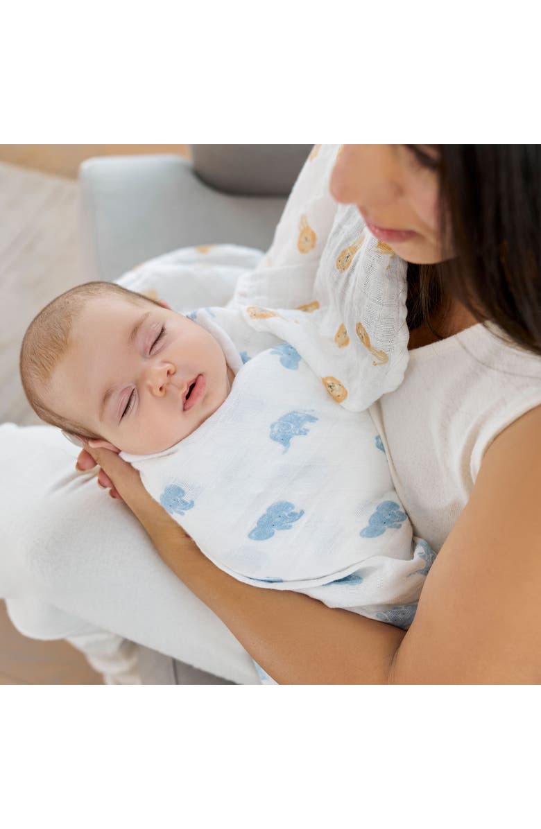 aden + anais Boutique 4-Pack 100% Organic Cotton Muslin Swaddles, Alternate, color, Animal Kingdom