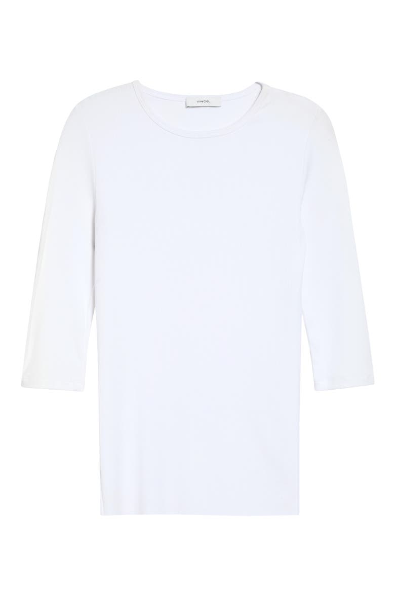Elbow Sleeve Crewneck Top, Alternate, color, OPTIC WHITE
