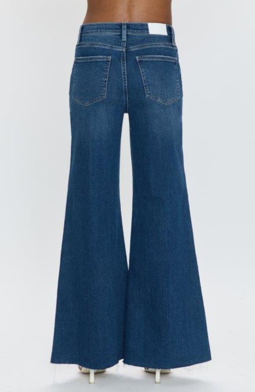 Pistola Izzy High Waist Raw Hem Wide Leg Flare Jeans In Study