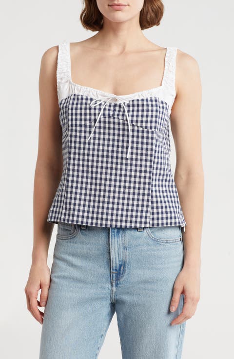Gingham Fitted Crop Top