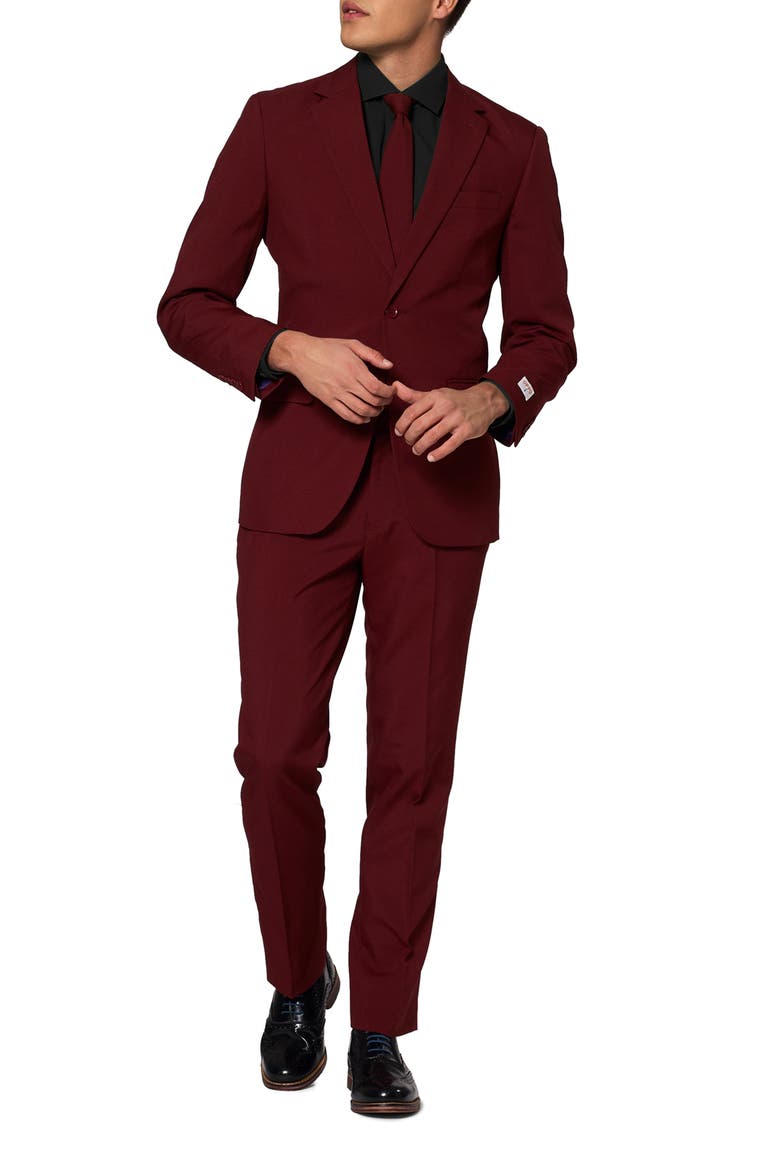 Blazing Burgundy Slim Fit Two-Piece Suit & Tie Set, Main, color, RED