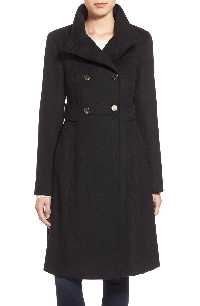 Eliza J Wool Blend Long Military Coat, Main, color,