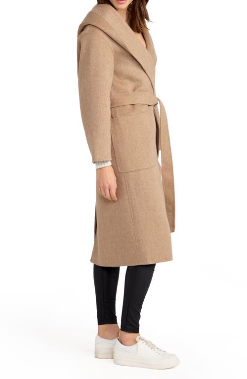 Belle & Bloom Arcadia Oversize Belted Hooded Wool Blend Coat In Oat