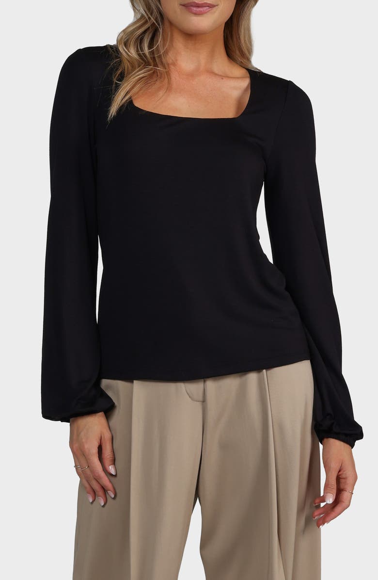 matty m. Ashley Square Neck Long Sleeve Top, Main, color, Black