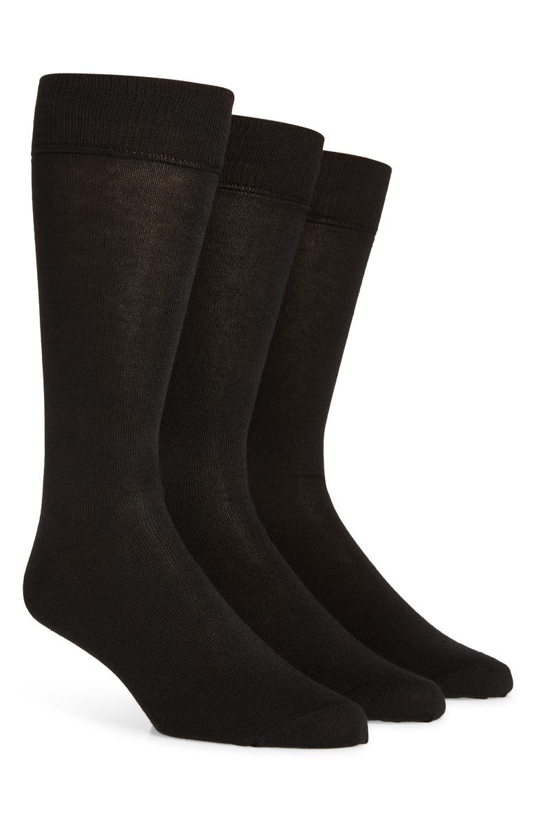 Lorenzo Uomo Assorted 3-Pack Cotton Blend Dress Socks, Main, color, Black