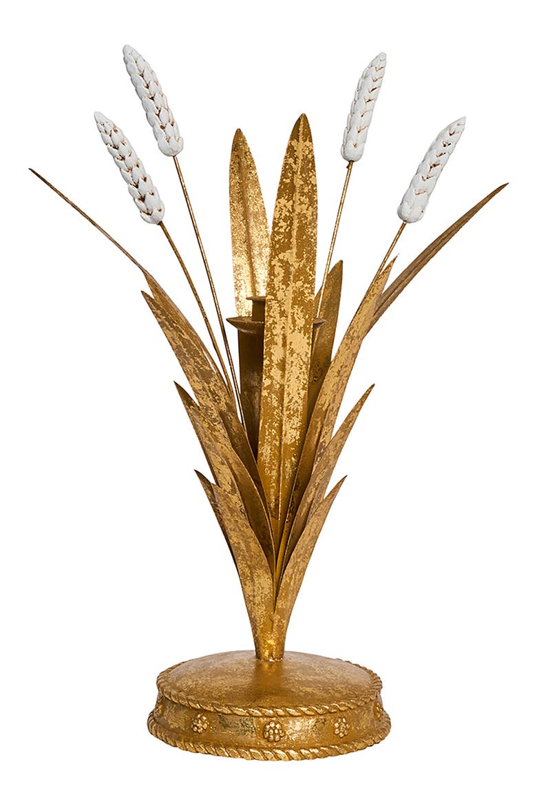 Forest Walk Wheat 13-Inch Candleholder, Main, color, GOLD