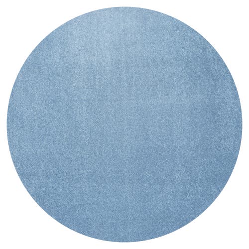 Jonathan Y Haze Solid Low-pile Round Area Rug In Blue/lagoon
