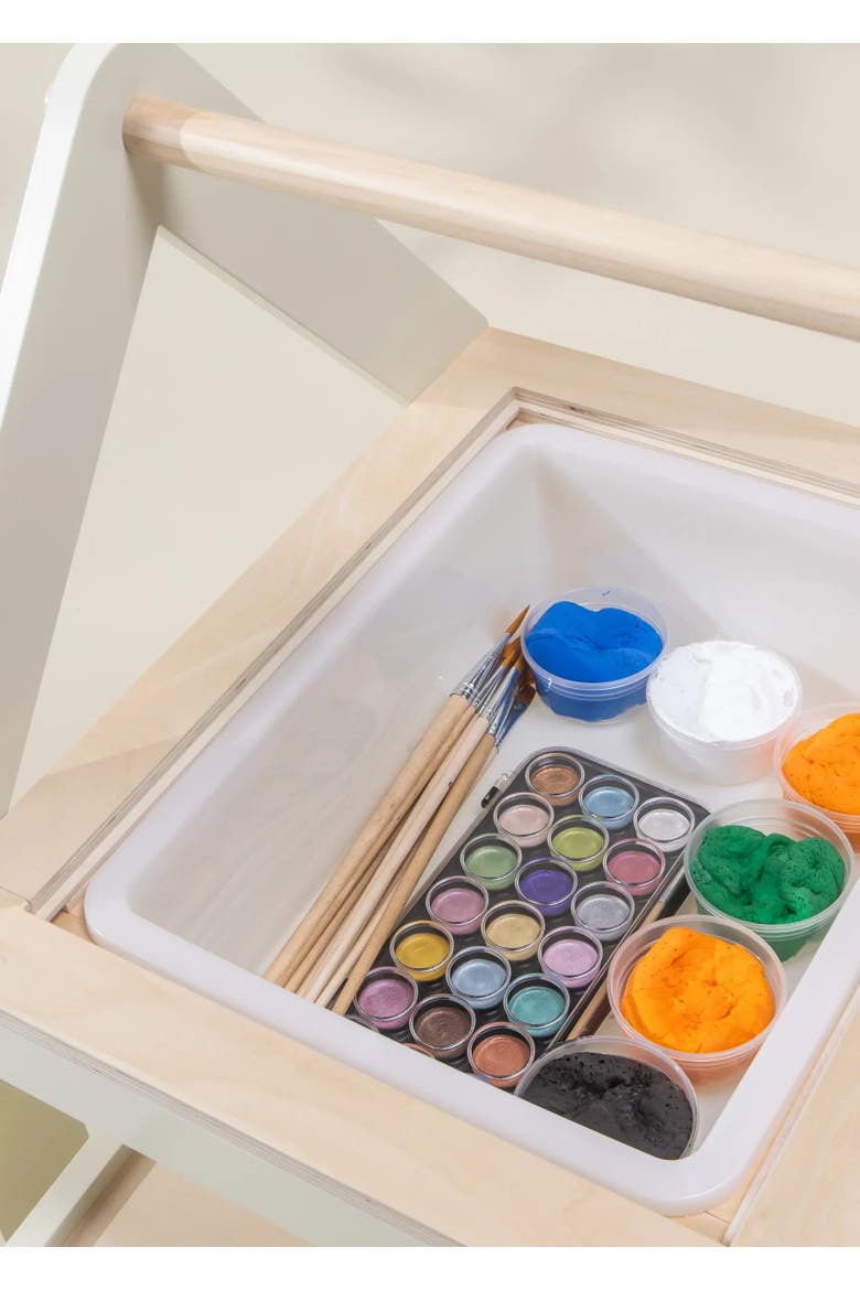 Multifunction Wooden Art & Sensory Table W/ Stools, Alternate, color, Natural Wood