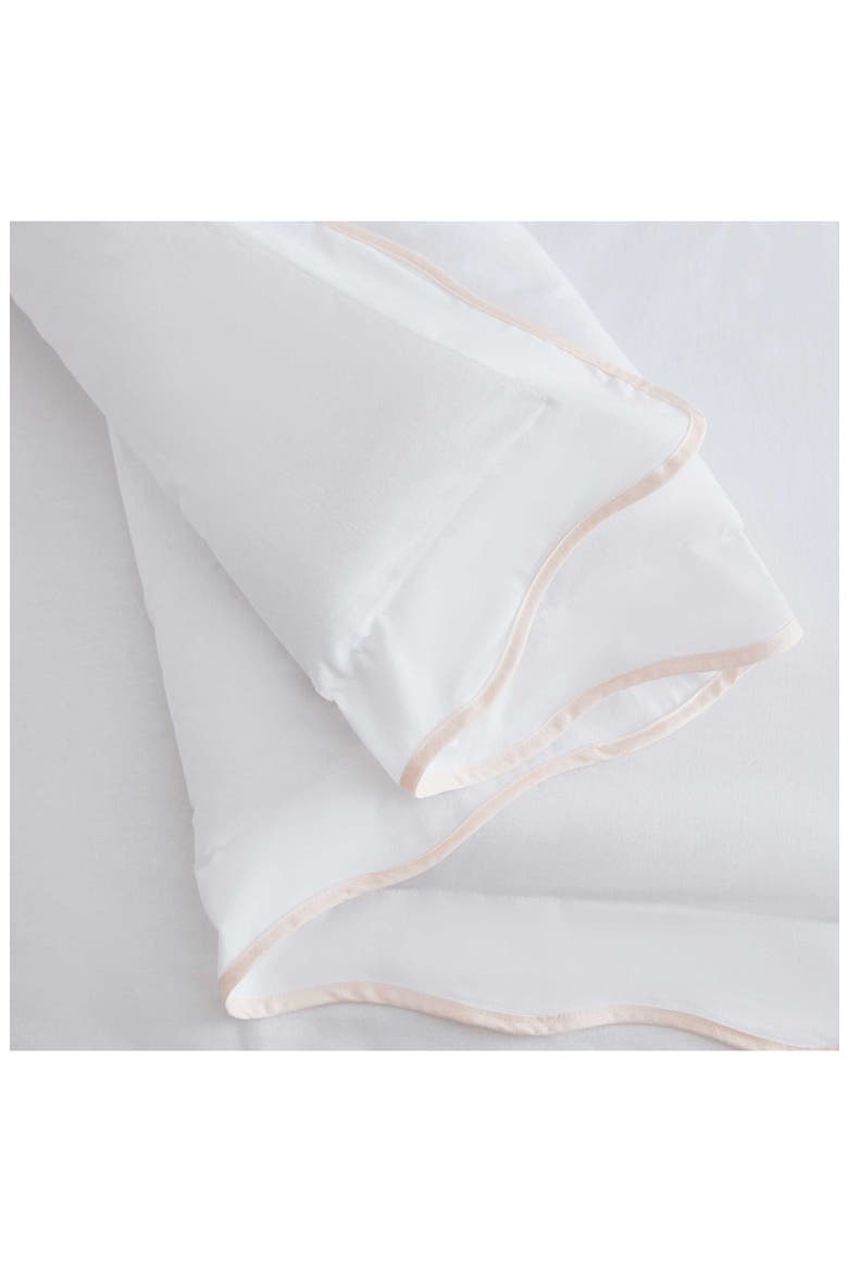 Simple Scallop Cotton Percale Duvet Cover Set, Alternate, color, WHITE/ SOFT PINK