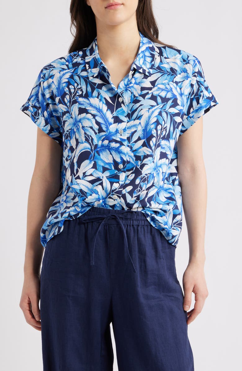 Tommy Bahama Flora Fresco Silk Camp Shirt, Main, color, 