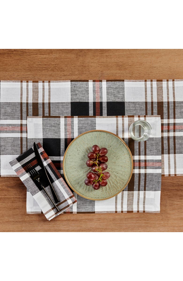 Solino Home Linen Table Runner for Dining Table, Holiday and Everyday Table Decor - Oxford Plaid, Alternate, color, 