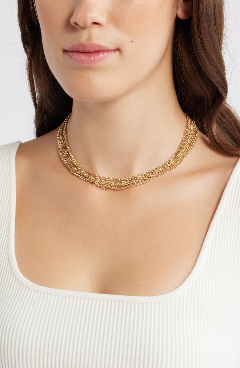 Open Edit Mixed Chain Layered Necklace, Alternate, color, Gold