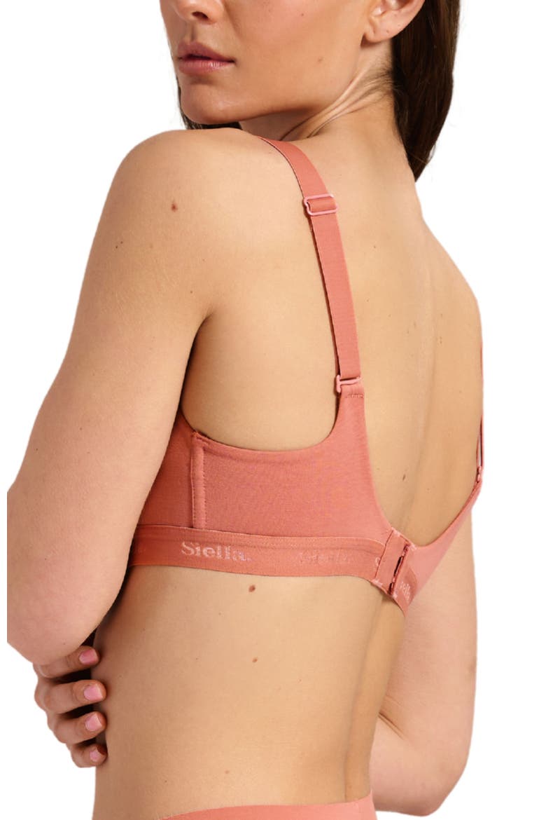 Organic Cotton V-Neck Bra, Alternate, color, Terracotta